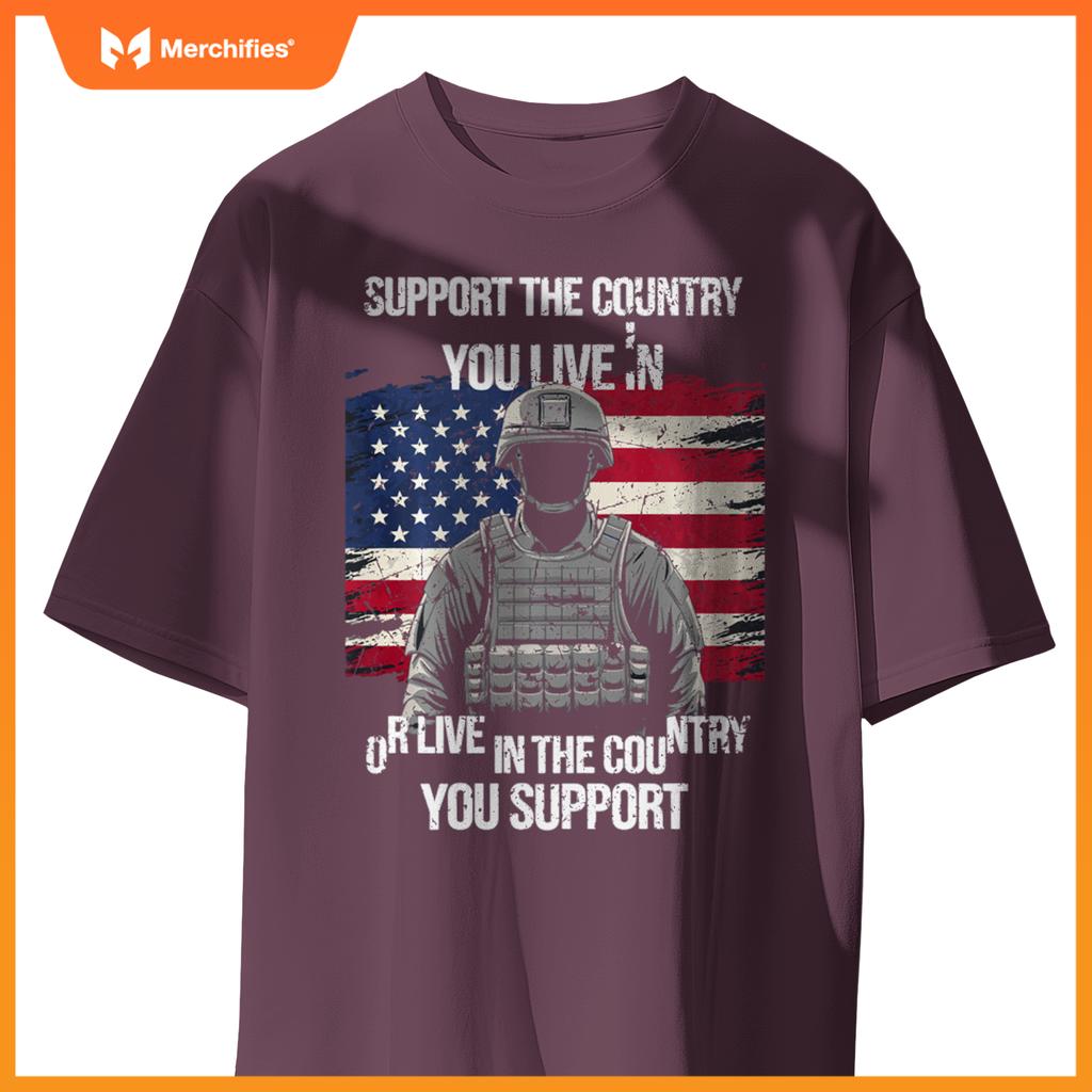 Support Your Country Patriotic Soldier USA Flag Soldier T-Shirt