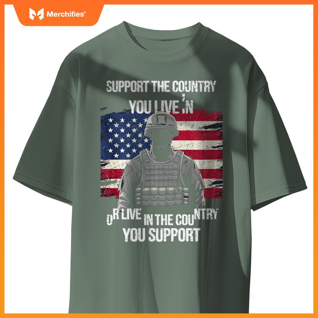 Support Your Country Patriotic Soldier USA Flag Soldier T-Shirt