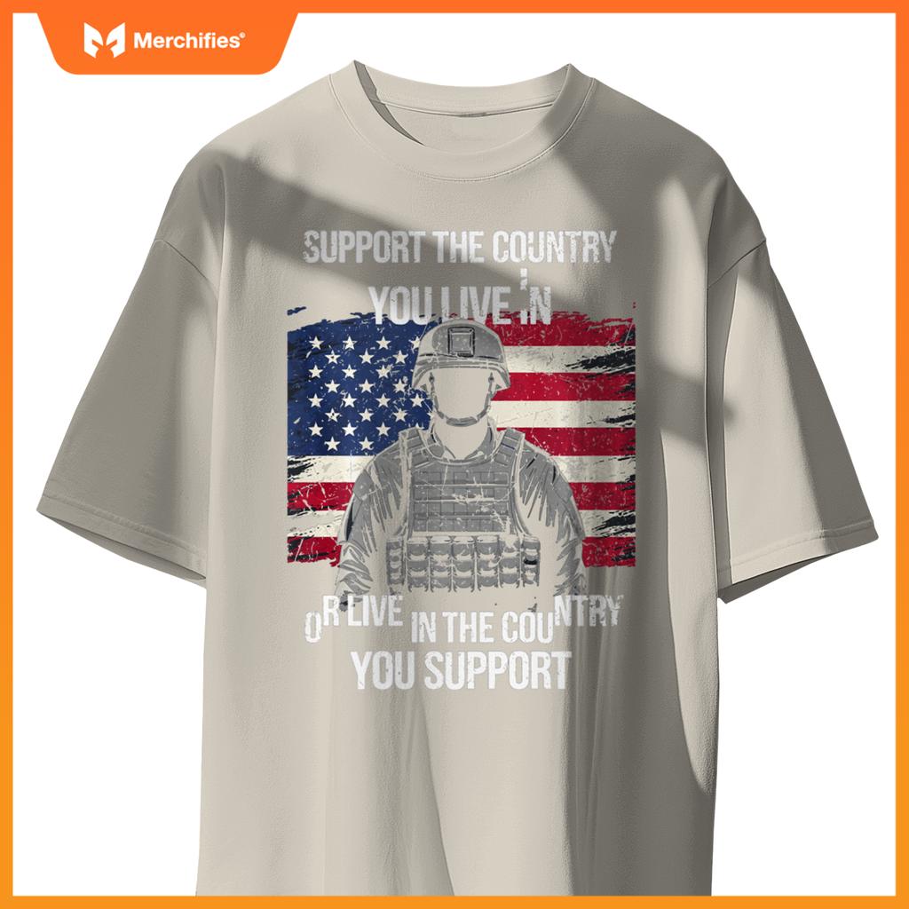 Support Your Country Patriotic Soldier USA Flag Soldier T-Shirt