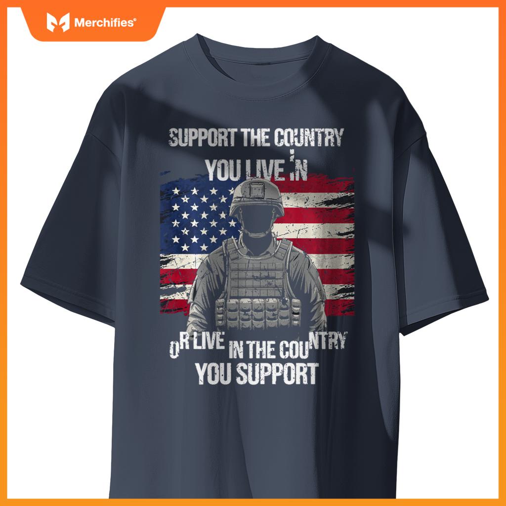 Support Your Country Patriotic Soldier USA Flag Soldier T-Shirt