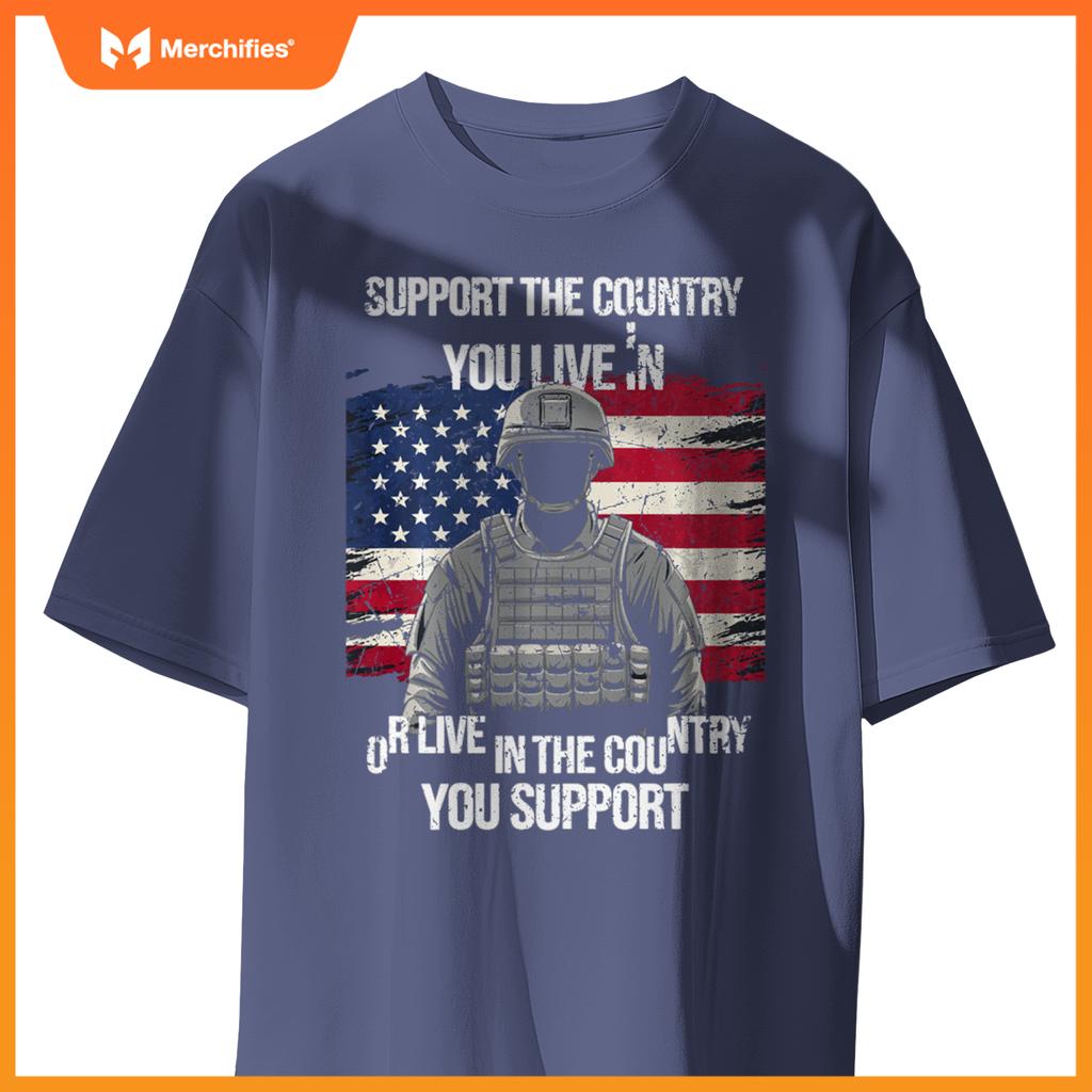 Support Your Country Patriotic Soldier USA Flag Soldier T-Shirt