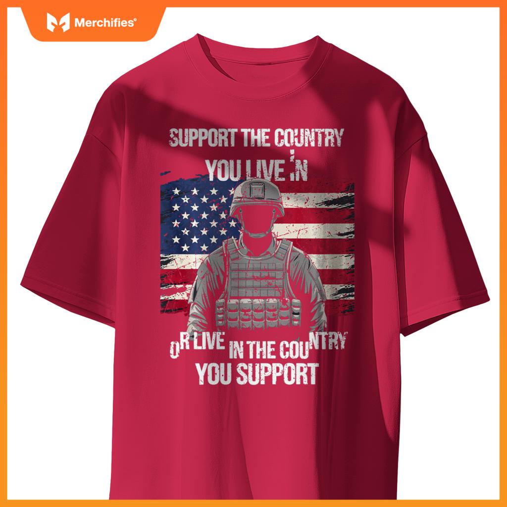 Support Your Country Patriotic Soldier USA Flag Soldier T-Shirt