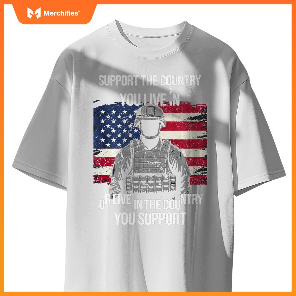 Support Your Country Patriotic Soldier USA Flag Soldier T-Shirt