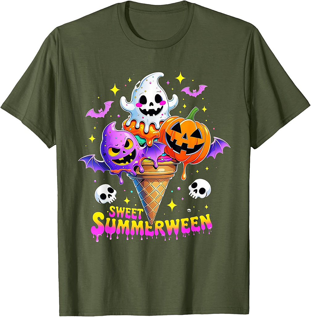 Sweet Summerween Cute Halloween Ice Cream Tee T-Shirt