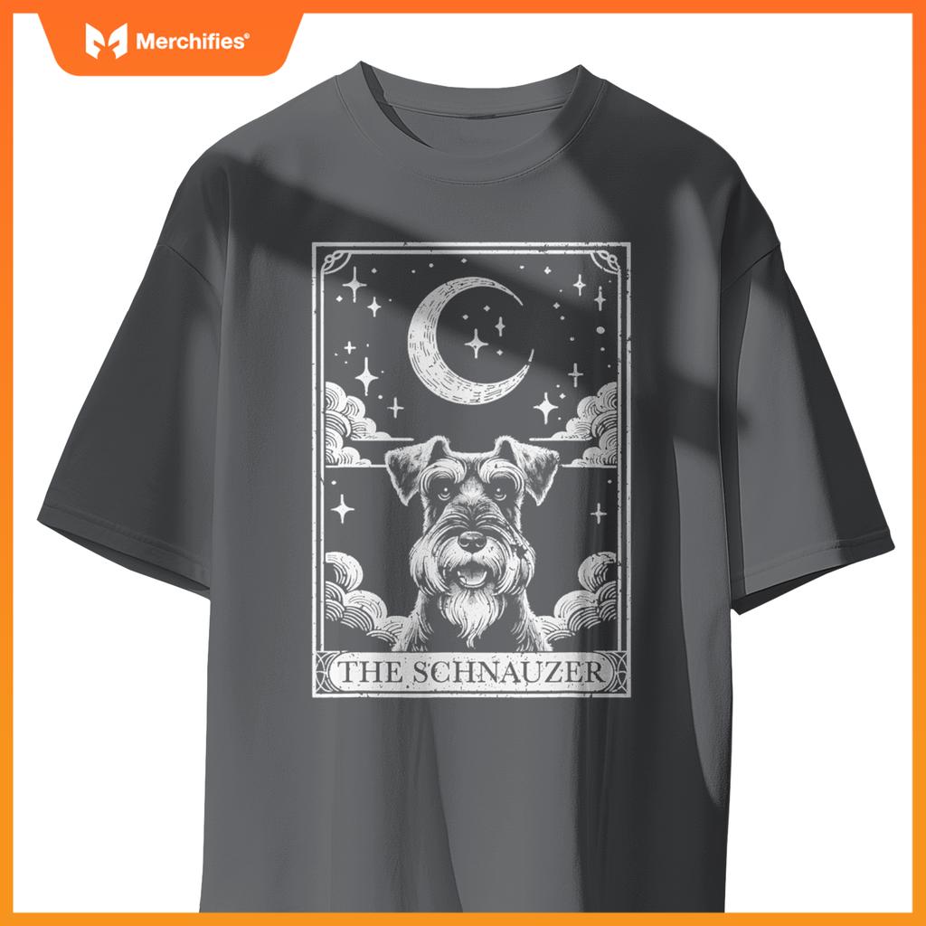 Tarot Card Vintage Crescent Moon Miniature Schnauzer Dog Mom T-Shirt