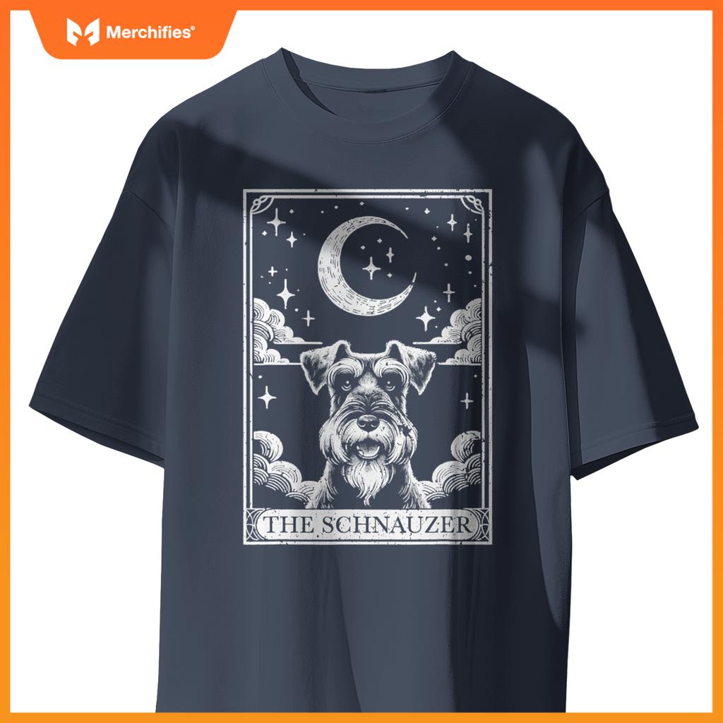 Tarot Card Vintage Crescent Moon Miniature Schnauzer Dog Mom T-Shirt