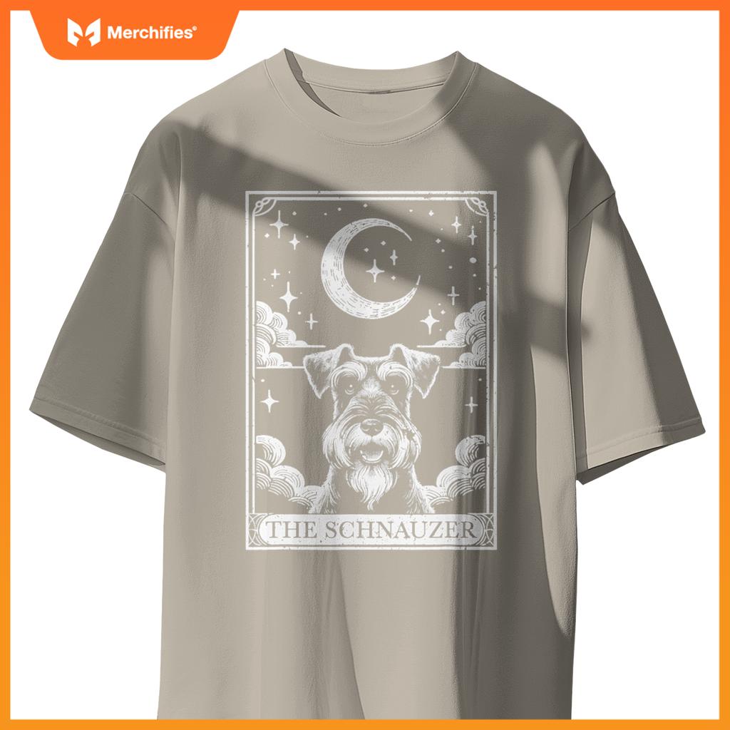 Tarot Card Vintage Crescent Moon Miniature Schnauzer Dog Mom T-Shirt