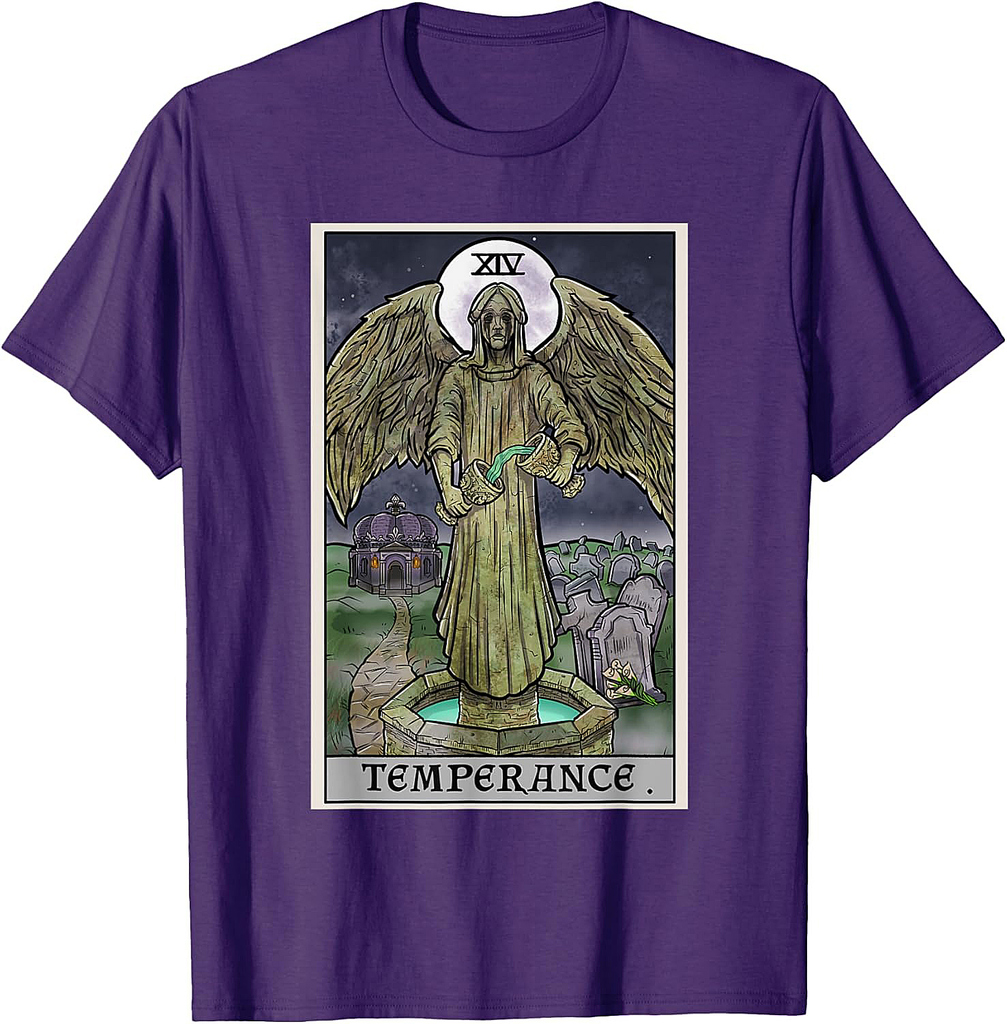 Temperance Tarot Card Gothic Halloween Crying Angel Horror T-Shirt