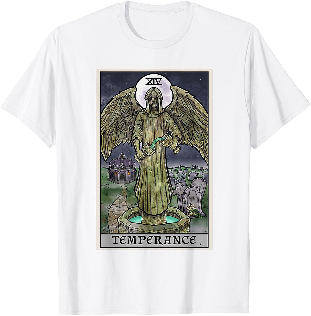 Temperance Tarot Card Gothic Halloween Crying Angel Horror T-Shirt
