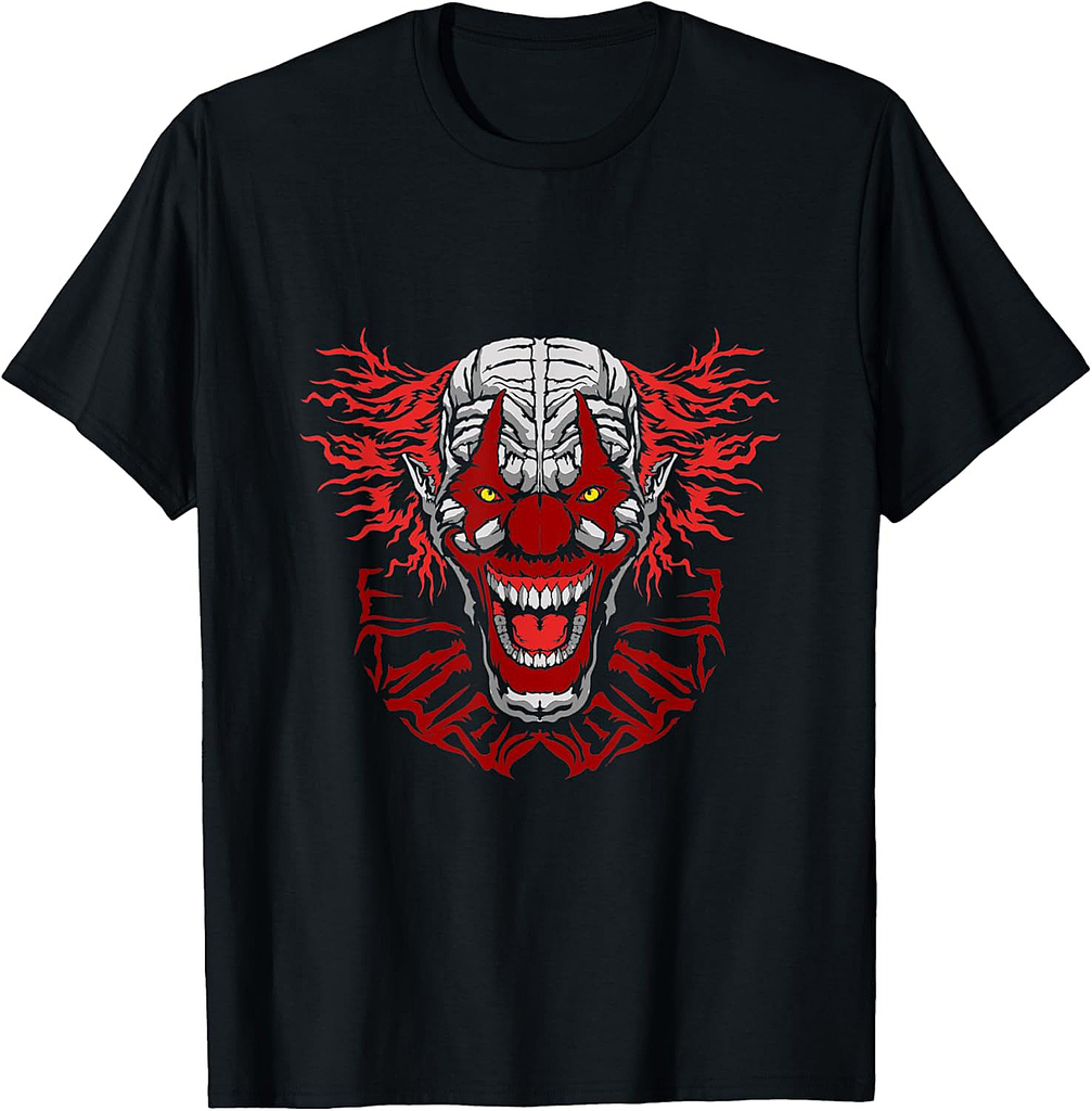 Terrifying Scary Halloween Face Costume Evil Horror Clown T-Shirt