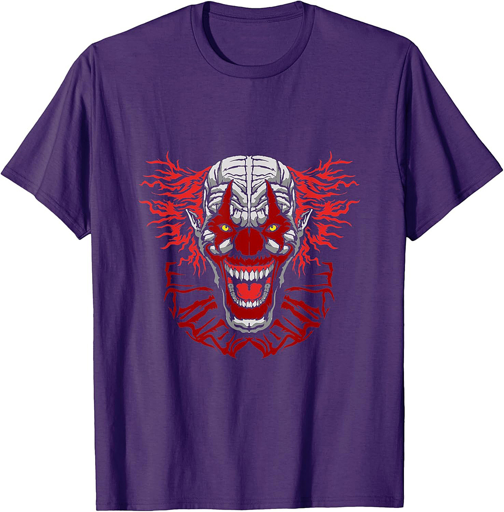 Terrifying Scary Halloween Face Costume Evil Horror Clown T-Shirt