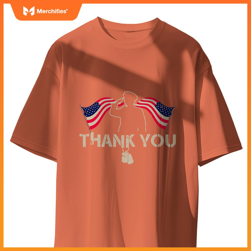 Thank You Veterans Day American Flag Proud Patriotic Soldier T-Shirt