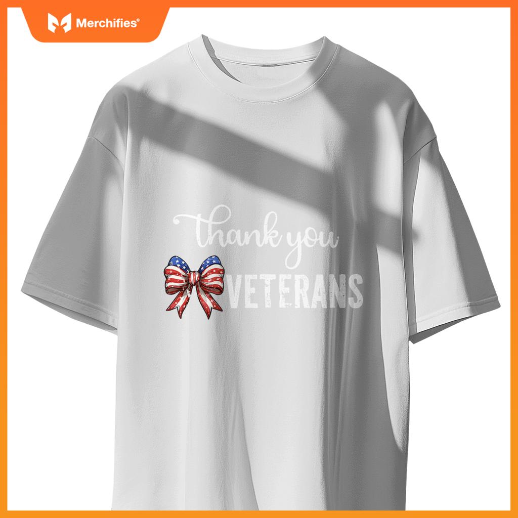 Thank You Veterans Patriotic Coquette Bow Veterans Day 2024 T-Shirt