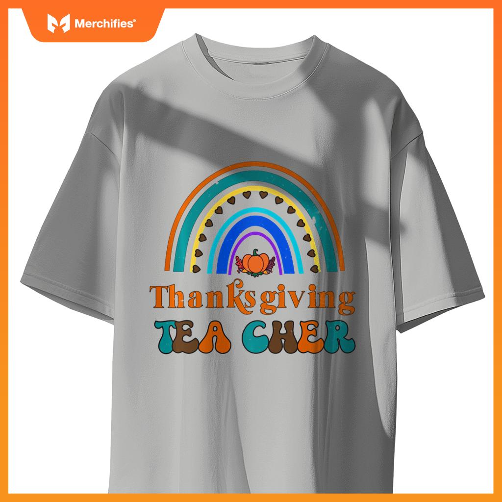 Thanksgiving Teacher Pumpkin Rainbow Fall Vibes