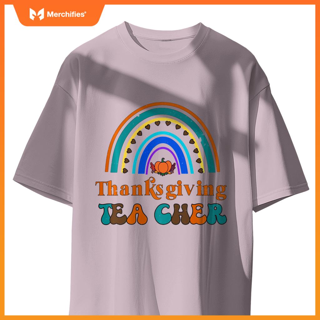 Thanksgiving Teacher Pumpkin Rainbow Fall Vibes