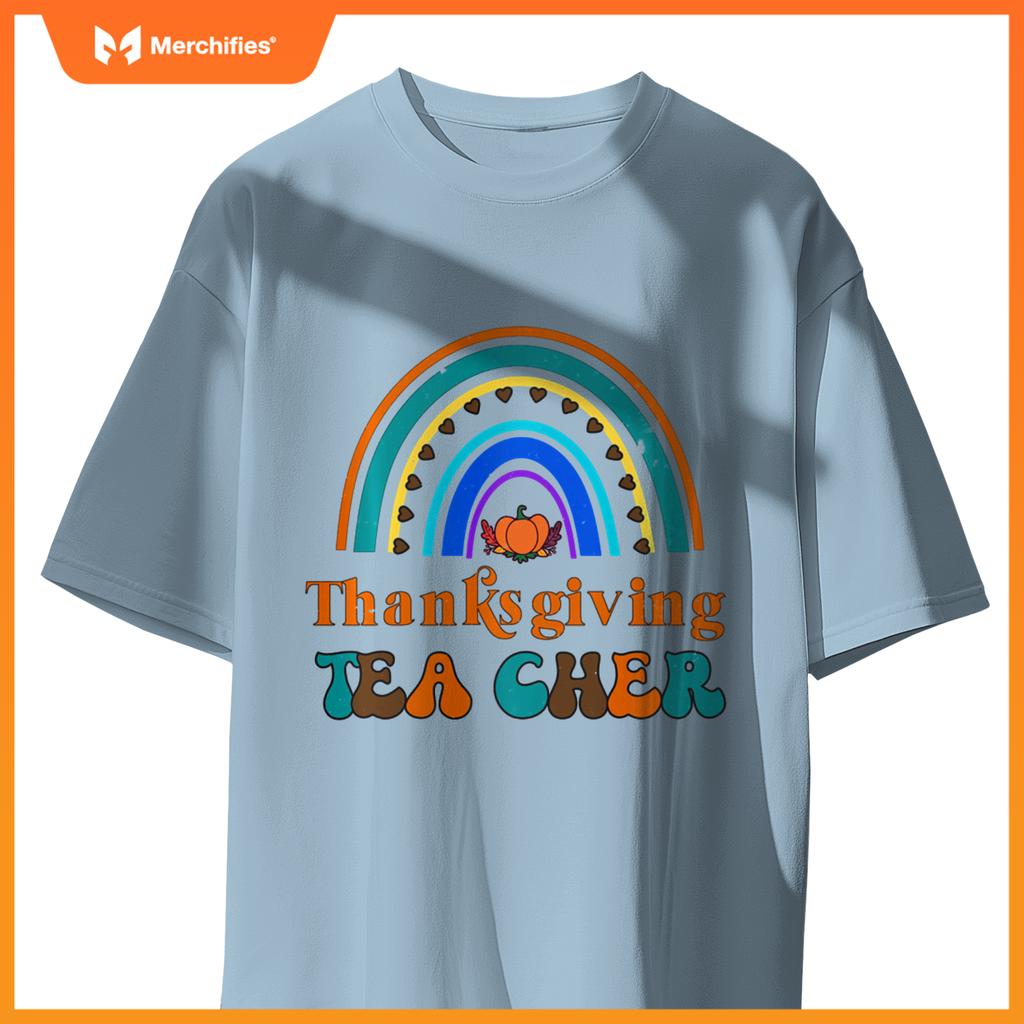 Thanksgiving Teacher Pumpkin Rainbow Fall Vibes