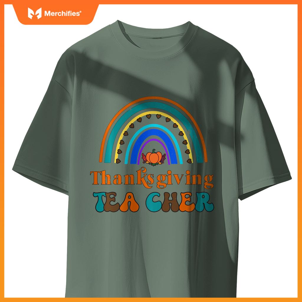 Thanksgiving Teacher Pumpkin Rainbow Fall Vibes