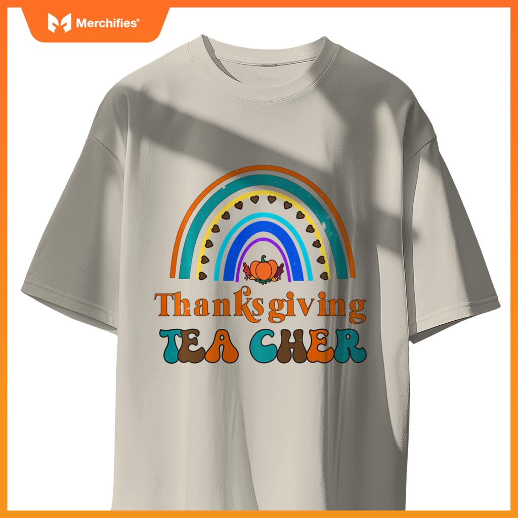 Thanksgiving Teacher Pumpkin Rainbow Fall Vibes