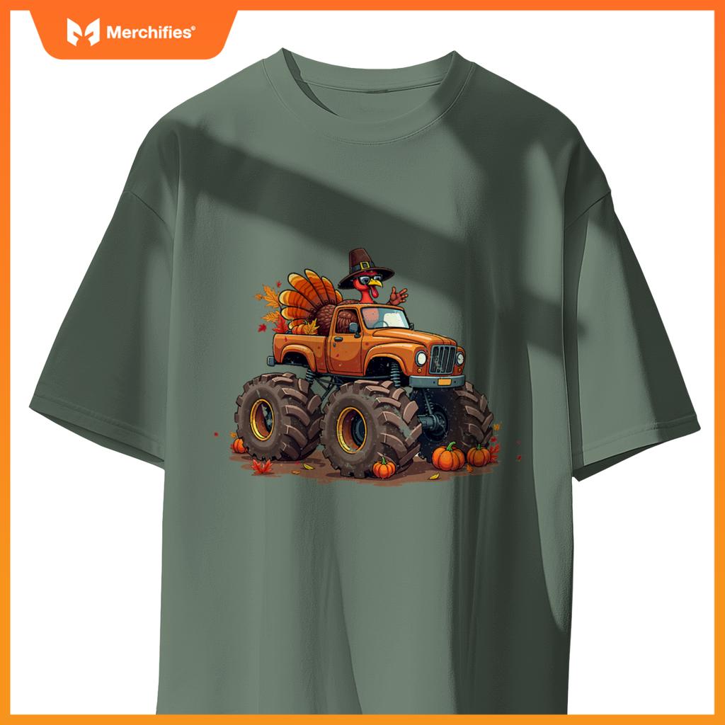 Thanksgiving Turkey Monster Truck youth Boys Kids toddlers T-Shirt