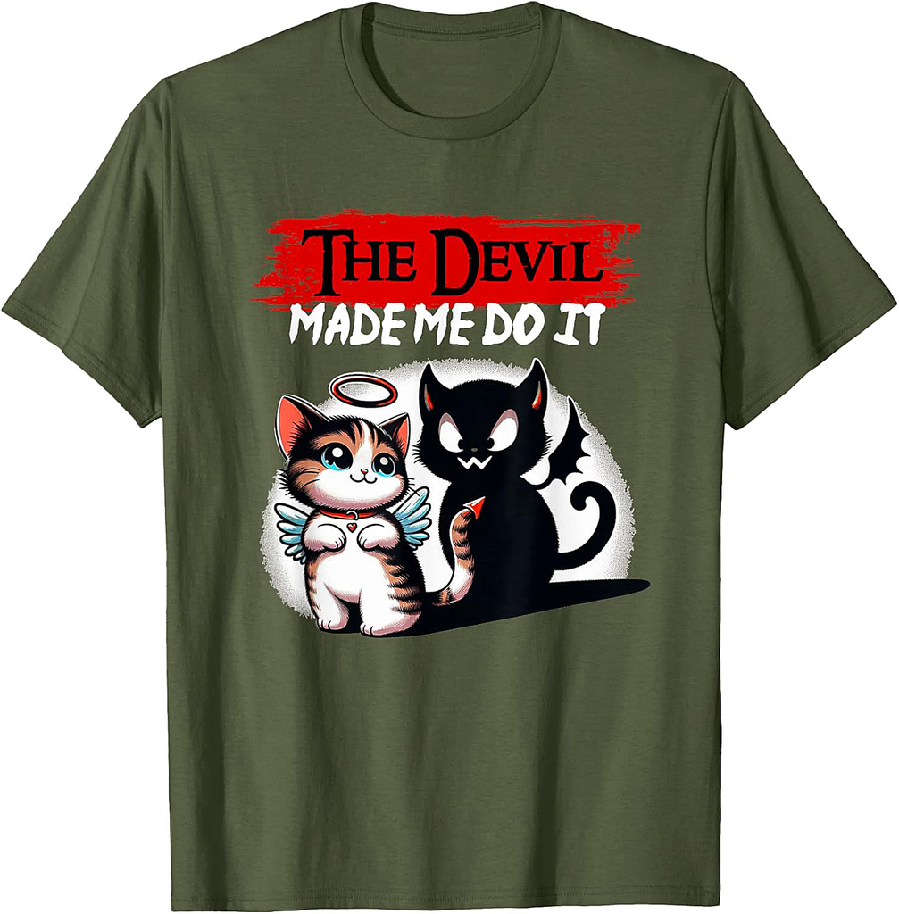 The Devil Made Me Do It Halloween Devil Cat Kitten T-Shirt