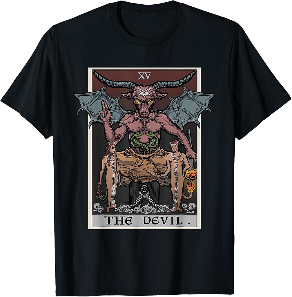 The Devil Tarot Card Baphomet Gothic Witch Occult Halloween T-Shirt
