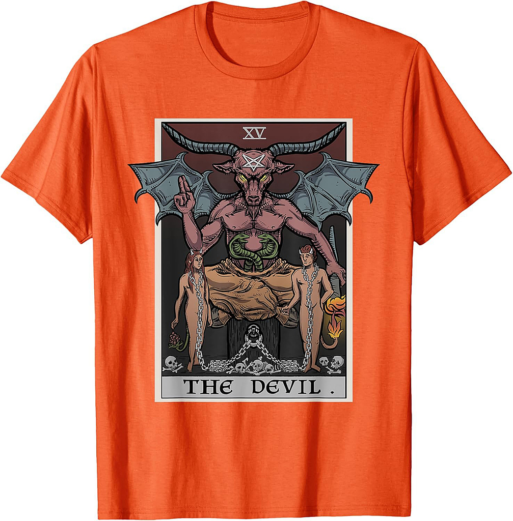 The Devil Tarot Card Baphomet Gothic Witch Occult Halloween T-Shirt
