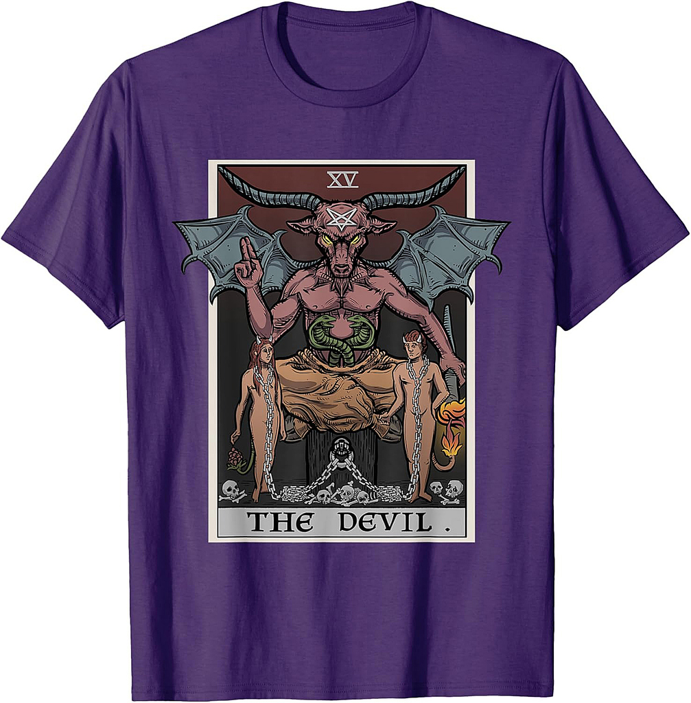 The Devil Tarot Card Baphomet Gothic Witch Occult Halloween T-Shirt