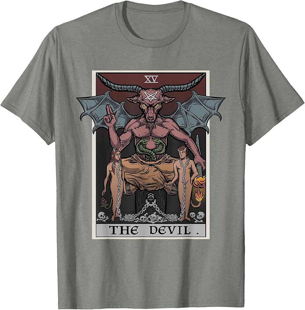 The Devil Tarot Card Baphomet Gothic Witch Occult Halloween T-Shirt