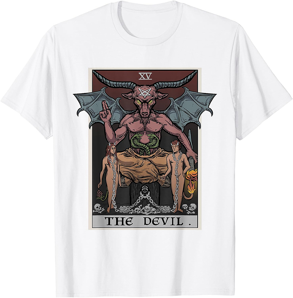 The Devil Tarot Card Baphomet Gothic Witch Occult Halloween T-Shirt