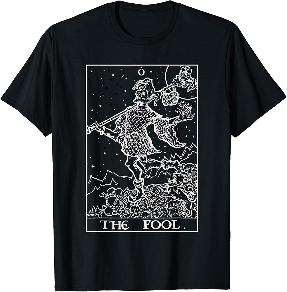 The Fool Tarot Card Court Jester Halloween Gothic Horror T-Shirt
