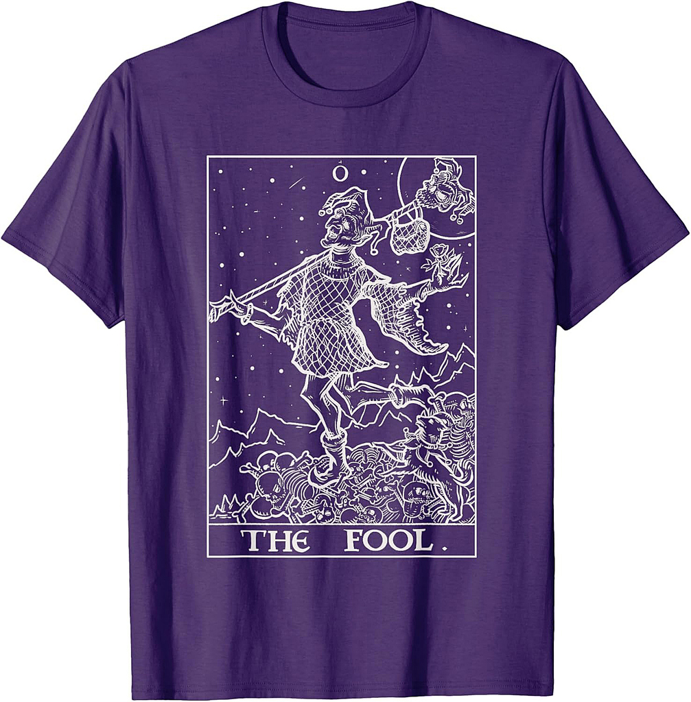 The Fool Tarot Card Court Jester Halloween Gothic Horror T-Shirt