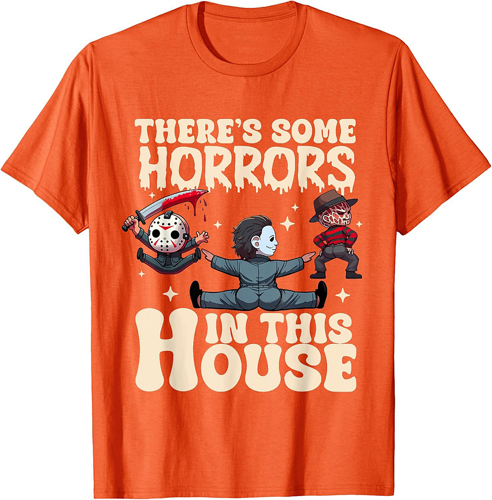 There's Some Horrors In This House Ghost Pumpkin Halloween T-Shirt