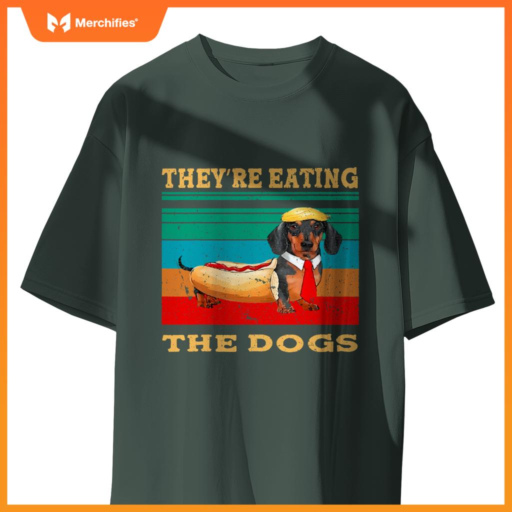 They’re Eating The Dogs Retro Funny Dachshund Weiner Funny T-Shirt