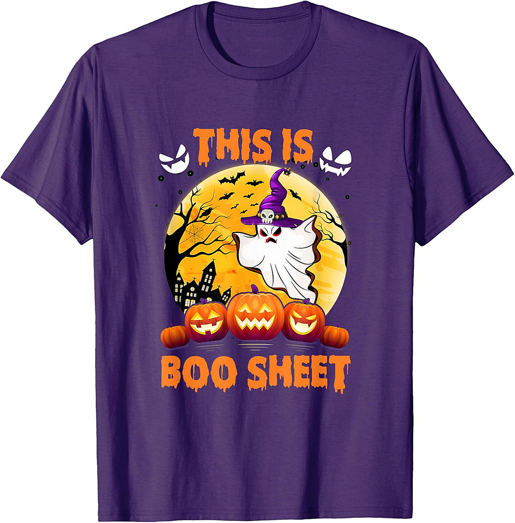 This Is Boo Sheet Ghost Retro Halloween Costume Men Women T-Shirt