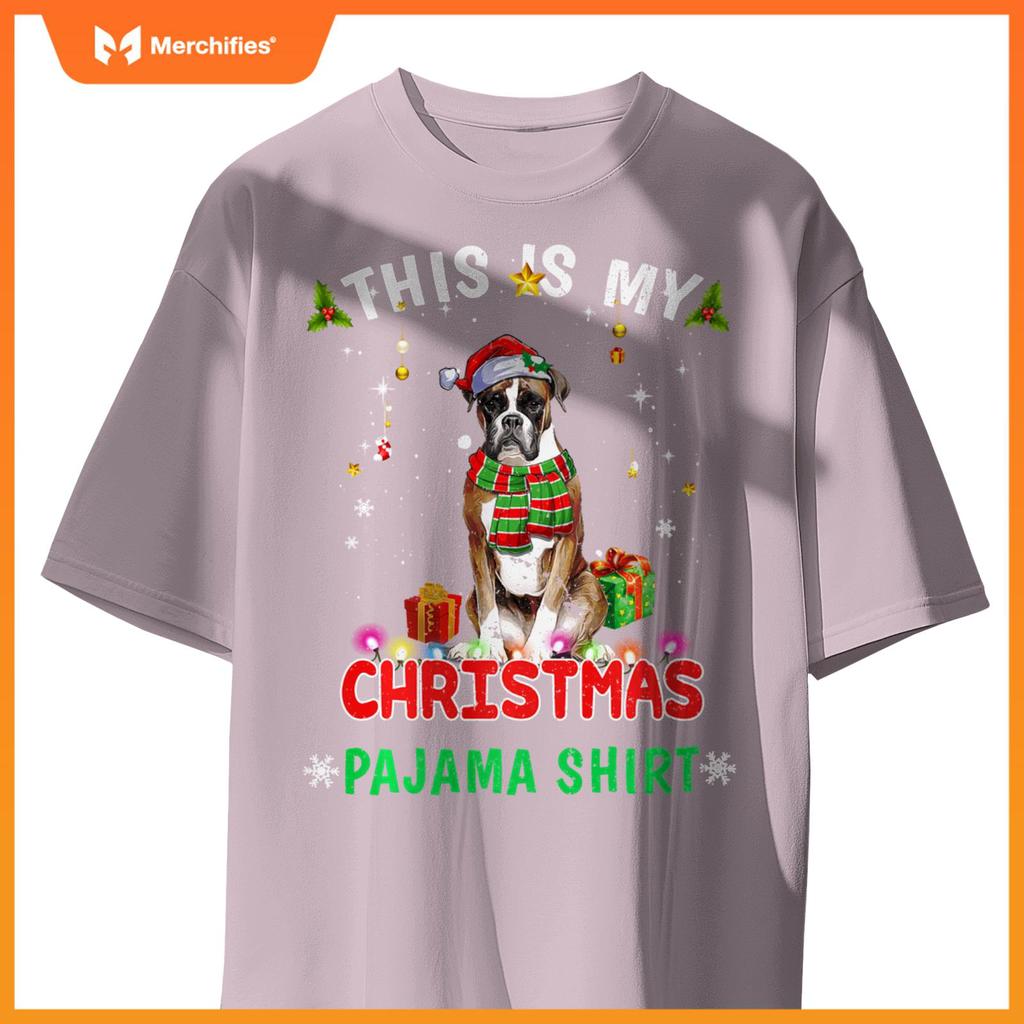 This Is My Christmas Pajama Shirt Funny Boxer Xmas Dogs T-Shirt