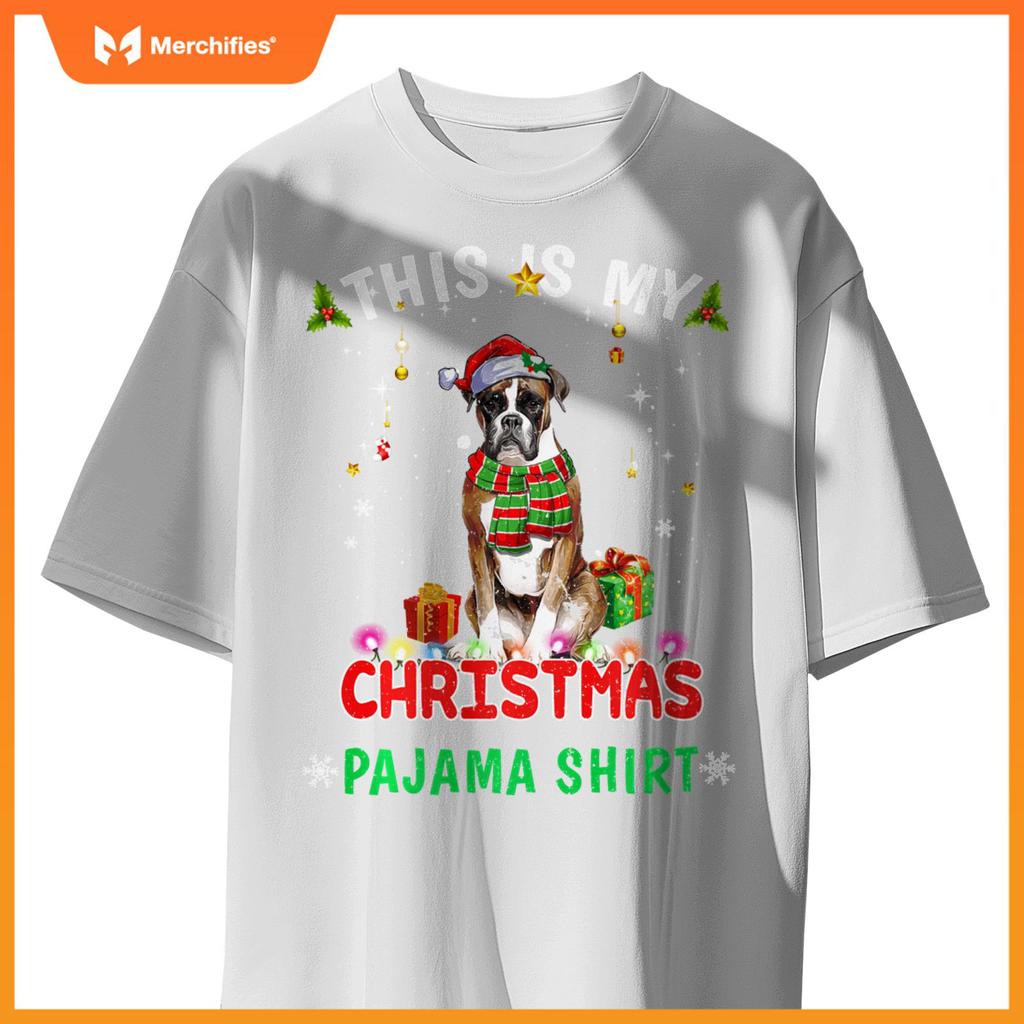 This Is My Christmas Pajama Shirt Funny Boxer Xmas Dogs T-Shirt
