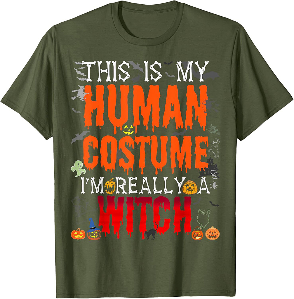 This My Human Costume I'm Witch Tee - Funny Halloween Witch T-Shirt