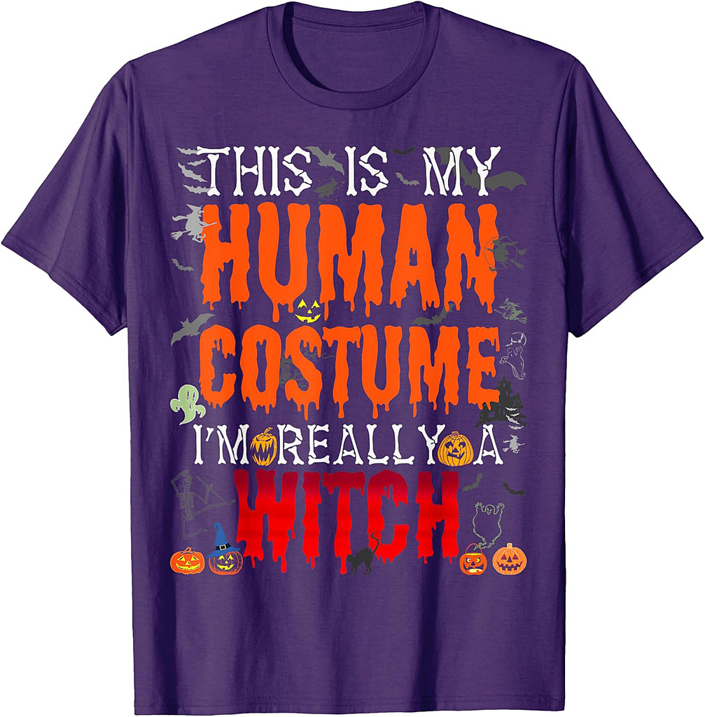 This My Human Costume I'm Witch Tee - Funny Halloween Witch T-Shirt