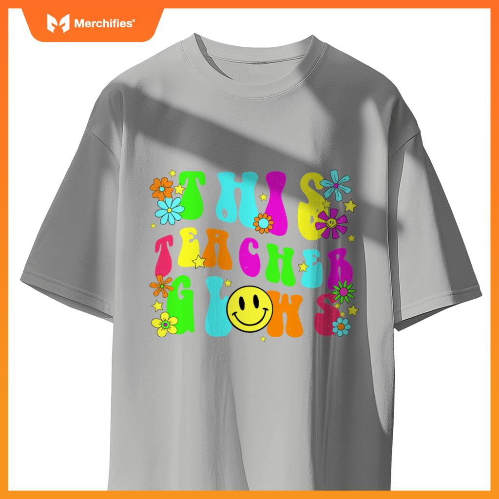 This Teacher Glows Bright Colors 80's And 90's Teacher's Day