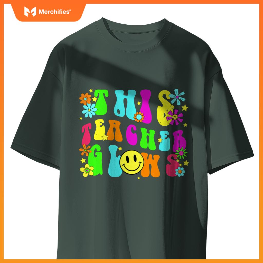This Teacher Glows Bright Colors 80's And 90's Teacher's Day