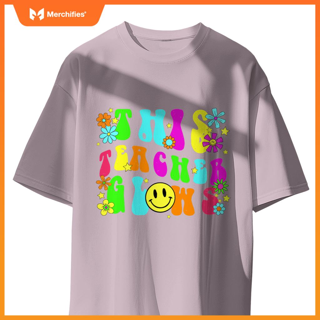 This Teacher Glows Bright Colors 80's And 90's Teacher's Day
