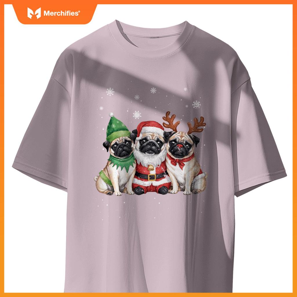 Three Chihuahua Dogs Christmas Funny Santa Reindeer Xmas T-Shirt