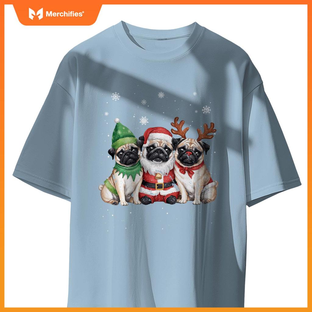 Three Chihuahua Dogs Christmas Funny Santa Reindeer Xmas T-Shirt