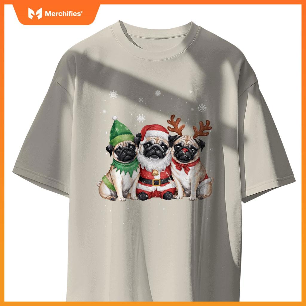 Three Chihuahua Dogs Christmas Funny Santa Reindeer Xmas T-Shirt