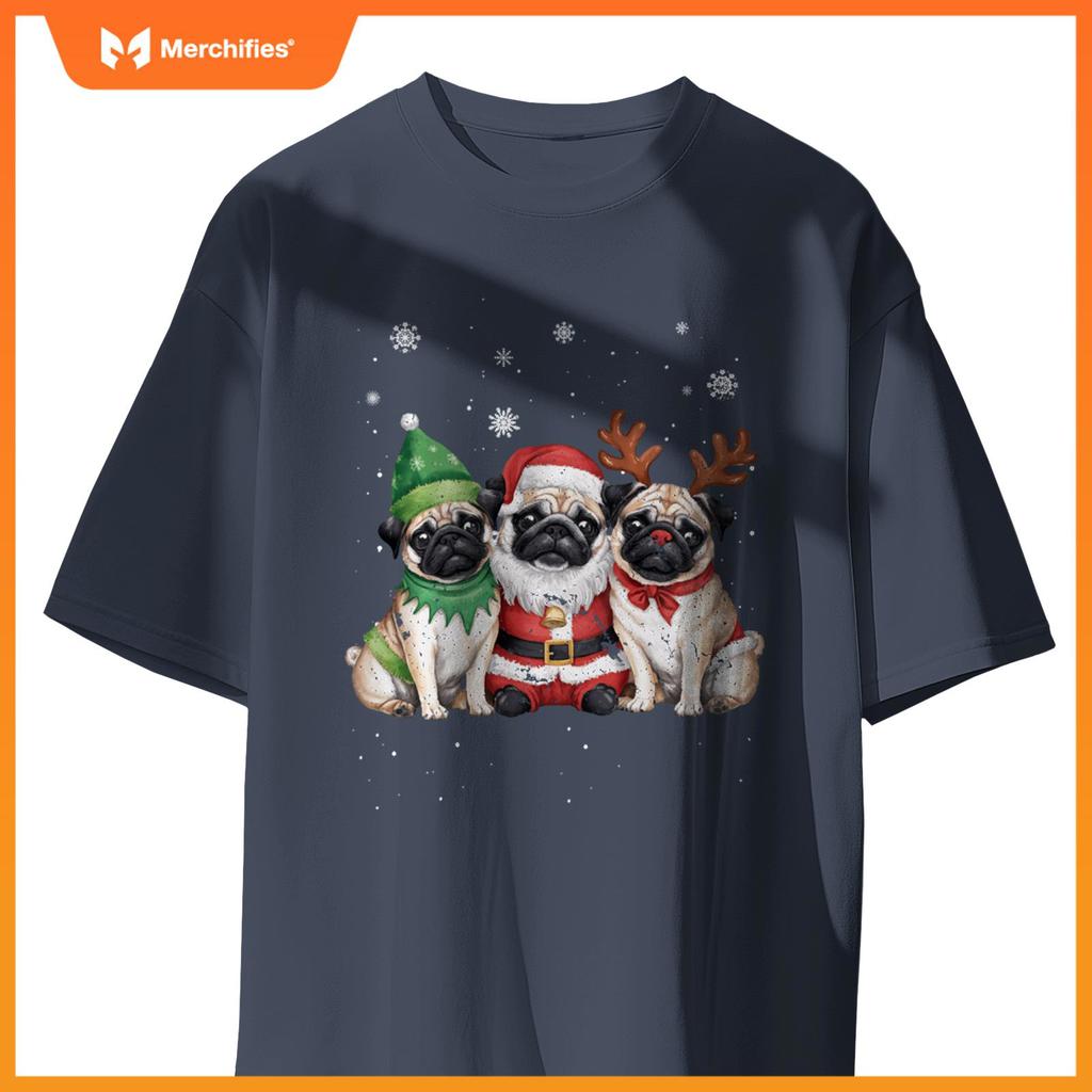 Three Chihuahua Dogs Christmas Funny Santa Reindeer Xmas T-Shirt