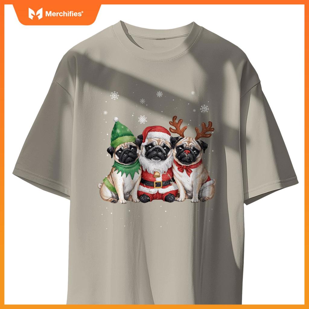 Three Chihuahua Dogs Christmas Funny Santa Reindeer Xmas T-Shirt