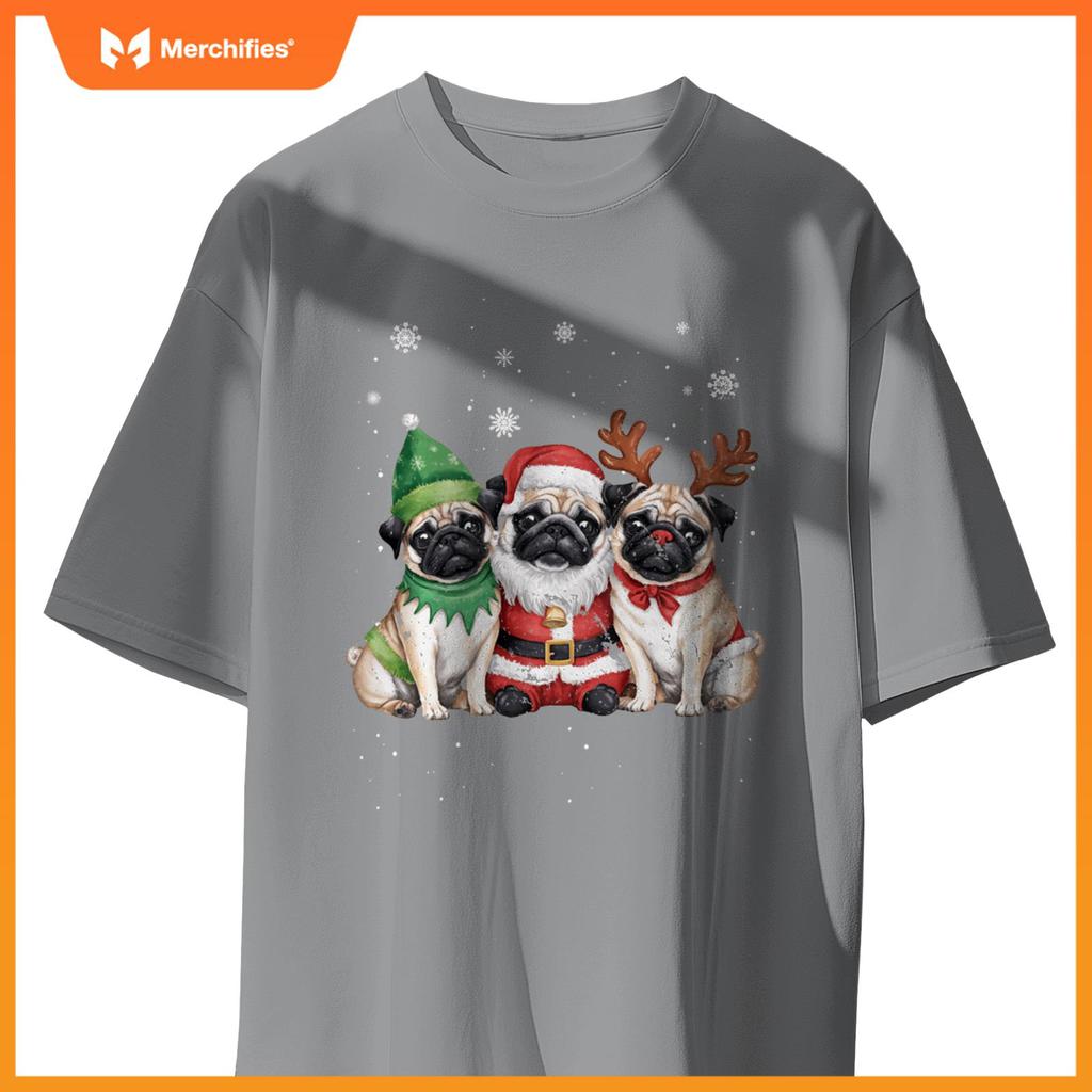 Three Chihuahua Dogs Christmas Funny Santa Reindeer Xmas T-Shirt