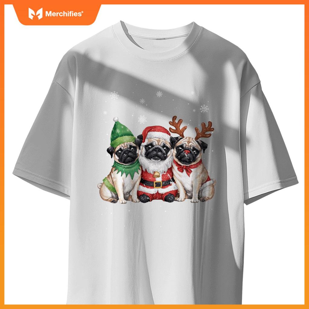 Three Chihuahua Dogs Christmas Funny Santa Reindeer Xmas T-Shirt