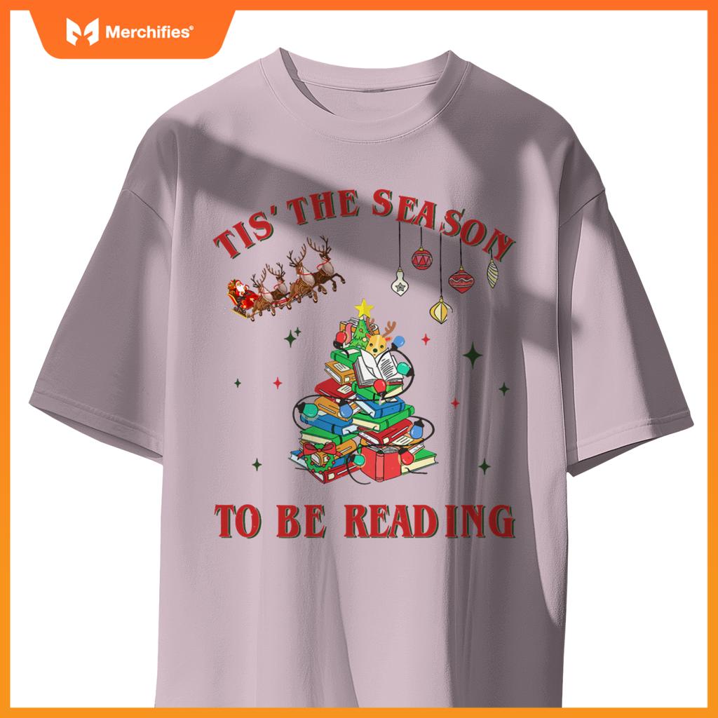 Tis The Season To Be Reading Christmas Xmas Tree Teacher T-Shirt