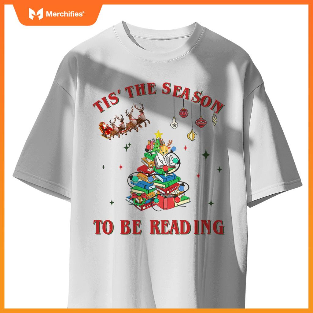 Tis The Season To Be Reading Christmas Xmas Tree Teacher T-Shirt